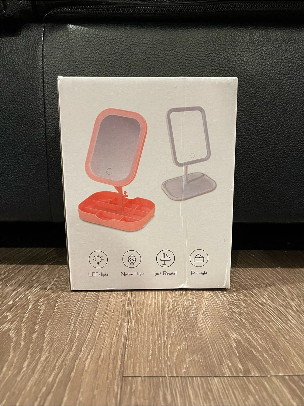 LED Table Lamp Makeup Mirror with tray - Pink